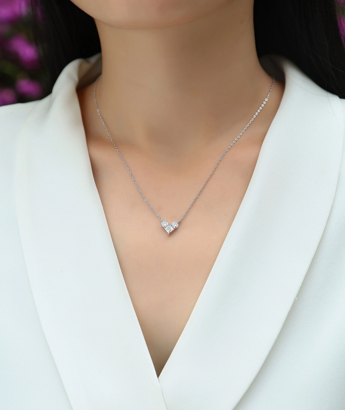 The Lumina Present Pendant – Square Moissanite Necklace in Platinum-Plated S925 Silver