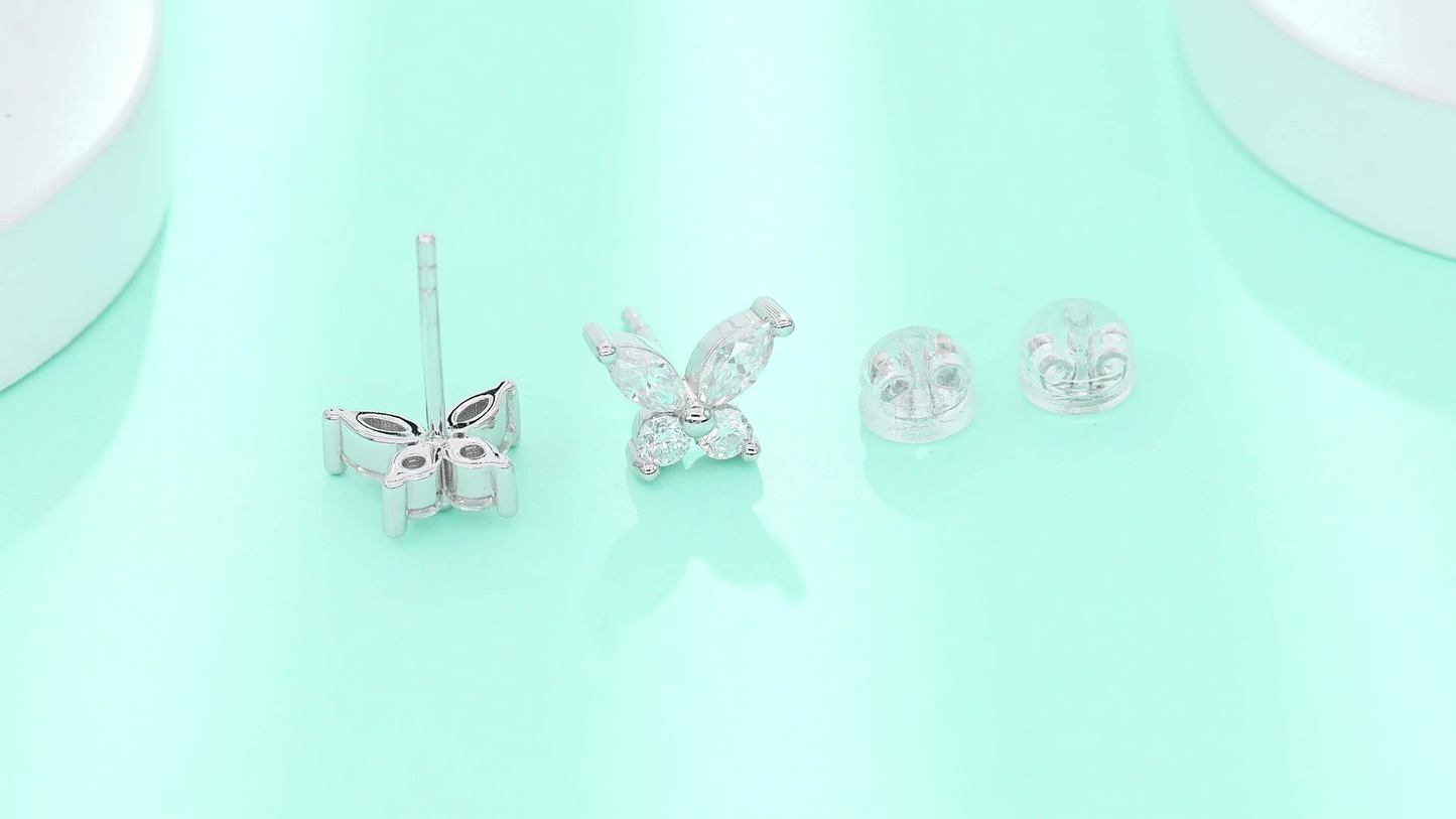 The Lumina Pixie Studs – Delicate Moissanite Earrings in Platinum-Plated S925 Silver