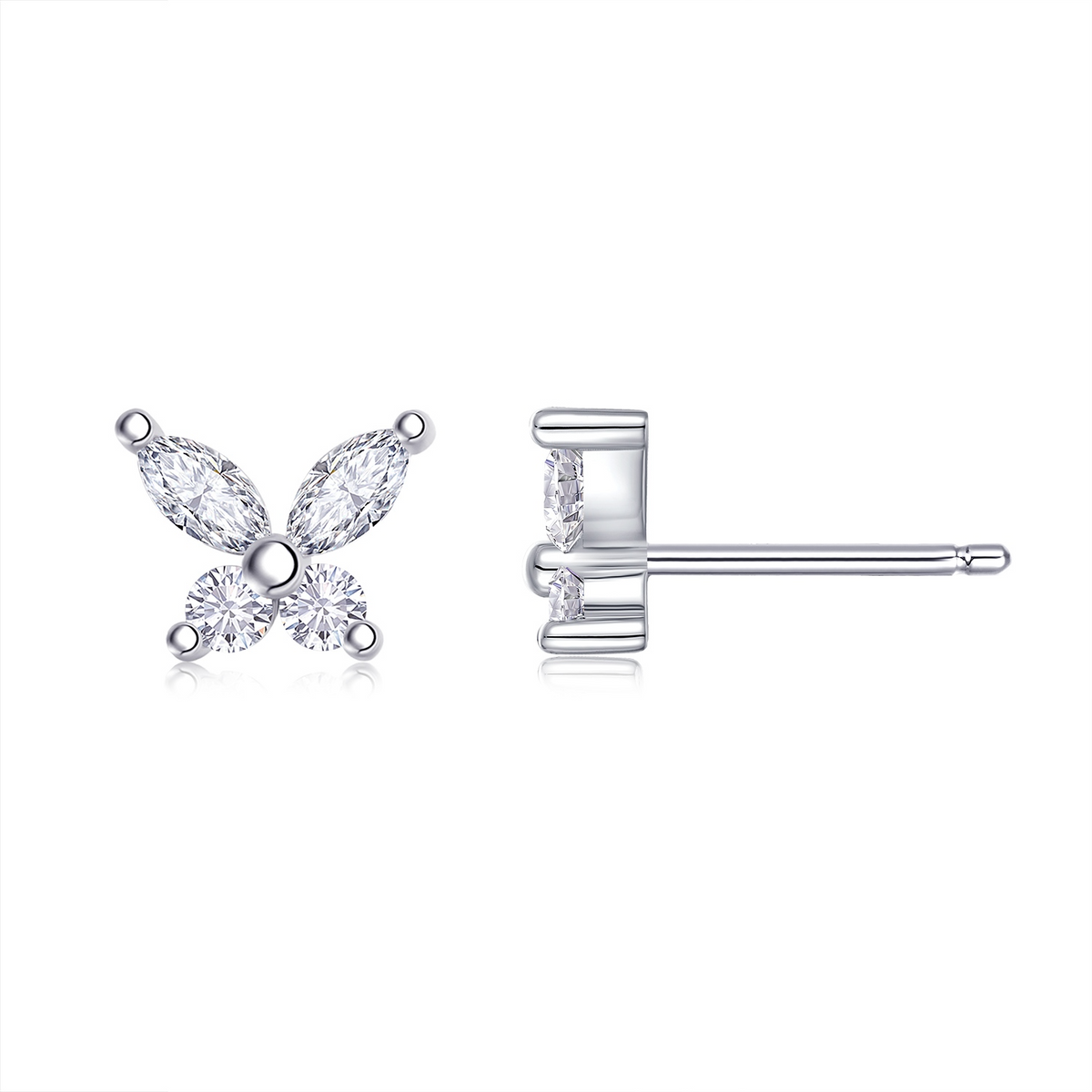 The Lumina Pixie Studs – Delicate Moissanite Earrings in Platinum-Plated S925 Silver