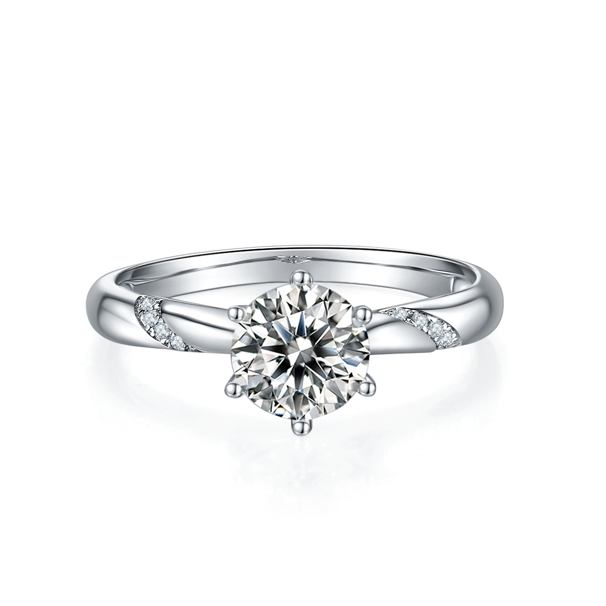 The Lumina Twist Ring – 1ct Round Moissanite Engagement Ring in S925 Silver