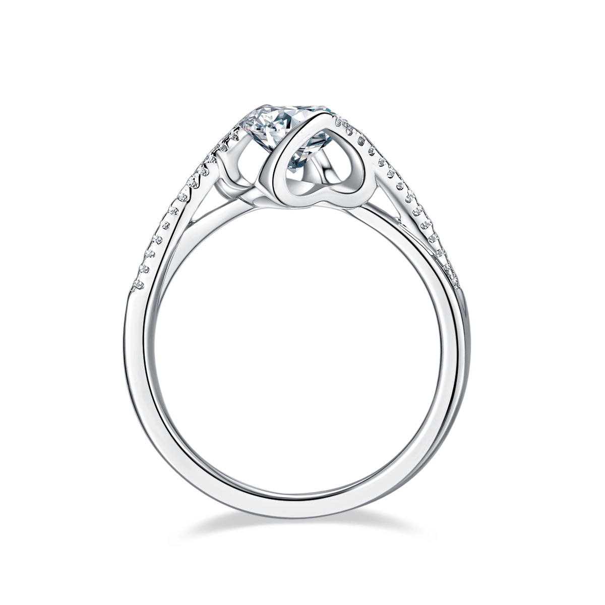 The Lumina Heart Solitaire – 1ct Round Moissanite Engagement Ring in S925 Silver