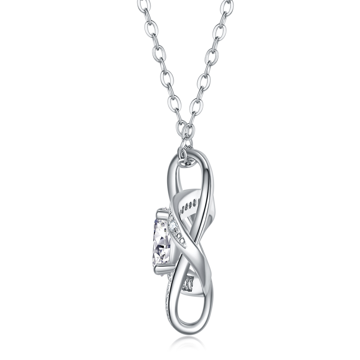 The Lumina Orbit Pendant – 1ct Round Moissanite Necklace in Platinum-Plated S925 Silver