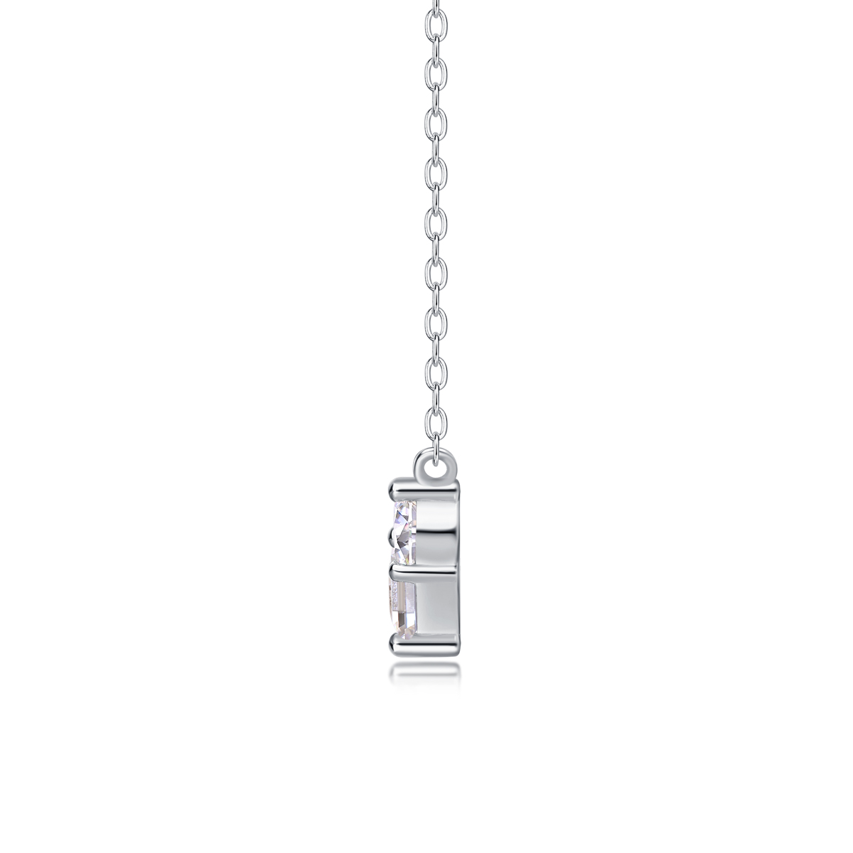 The Lumina Present Pendant – Square Moissanite Necklace in Platinum-Plated S925 Silver
