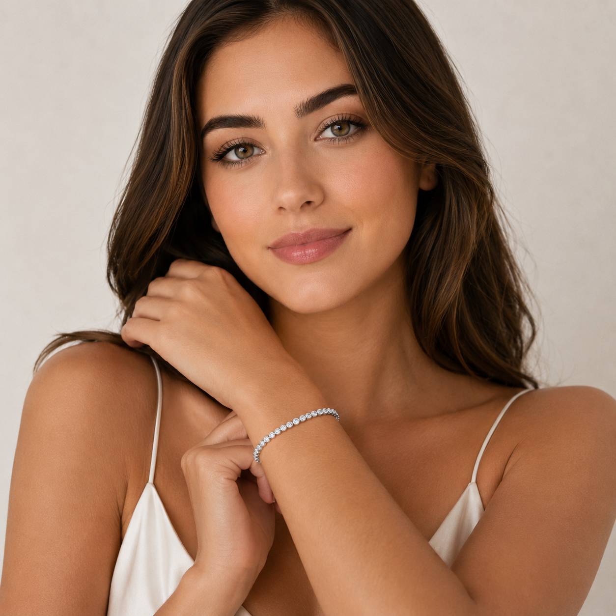 The Lumina Stellar Bracelet – Petite Moissanite Strand in Platinum-Plated S925 Silver