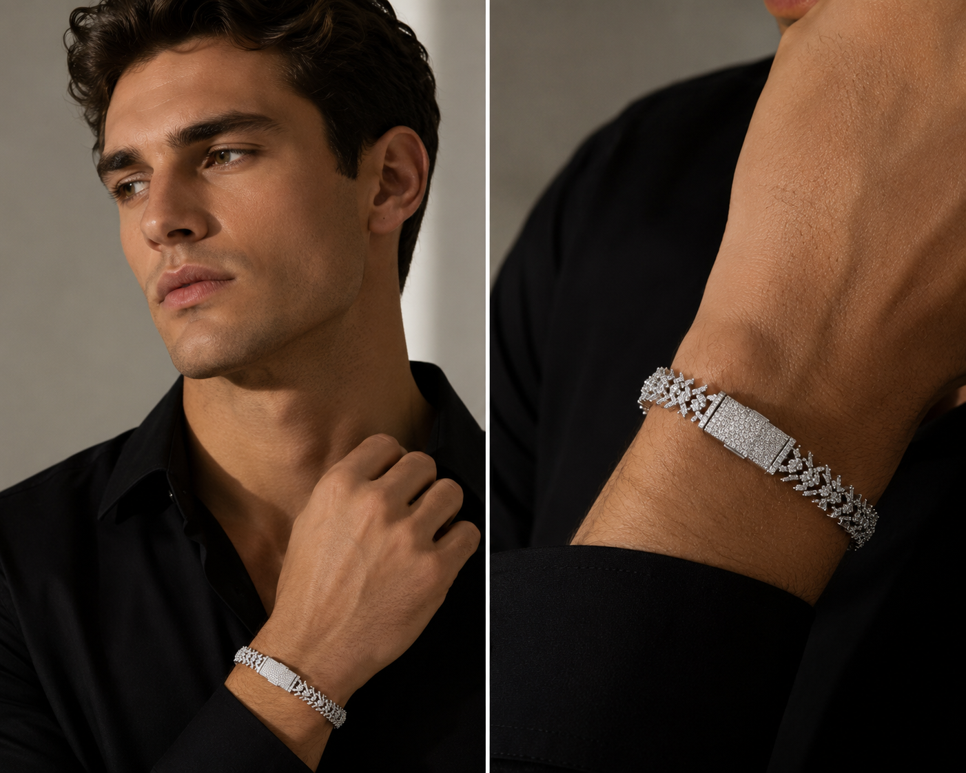 The Lumina Bold Minimalist Bracelet – Substantial Platinum-Plated S925 Silver with Moissanite Accent