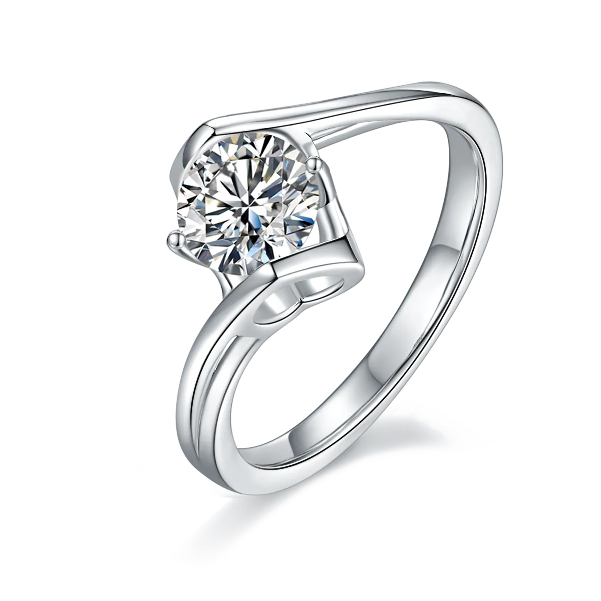 The Angel's Heart Eternal Ring – Luxury 1-Carat Moissanite Solitaire in Platinum-Plated S925 Silver