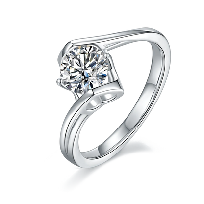 The Angel's Heart Eternal Ring – Luxury 1-Carat Moissanite Solitaire in Platinum-Plated S925 Silver