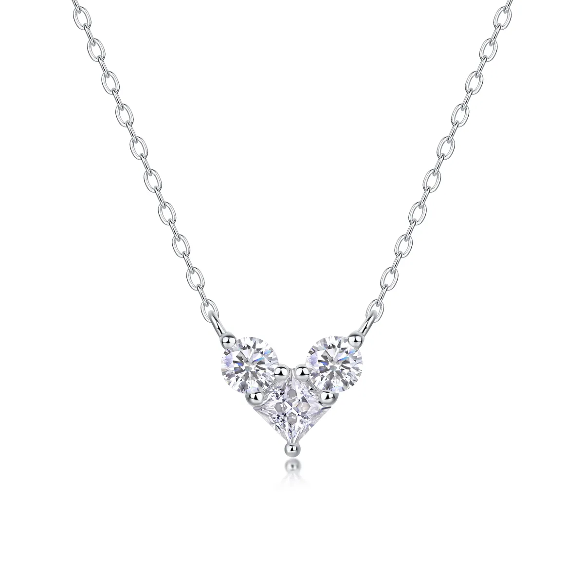 The Lumina Present Pendant – Square Moissanite Necklace in Platinum-Plated S925 Silver