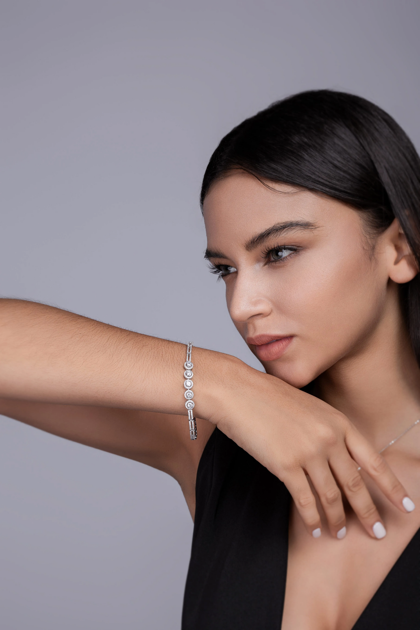 The Lumina Dainty Bracelet - 0.3 carat, set with Moissanite stones, electroplated with S925 silver and platinum.