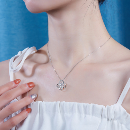 The Lumina Orbit Pendant – 1ct Round Moissanite Necklace in Platinum-Plated S925 Silver