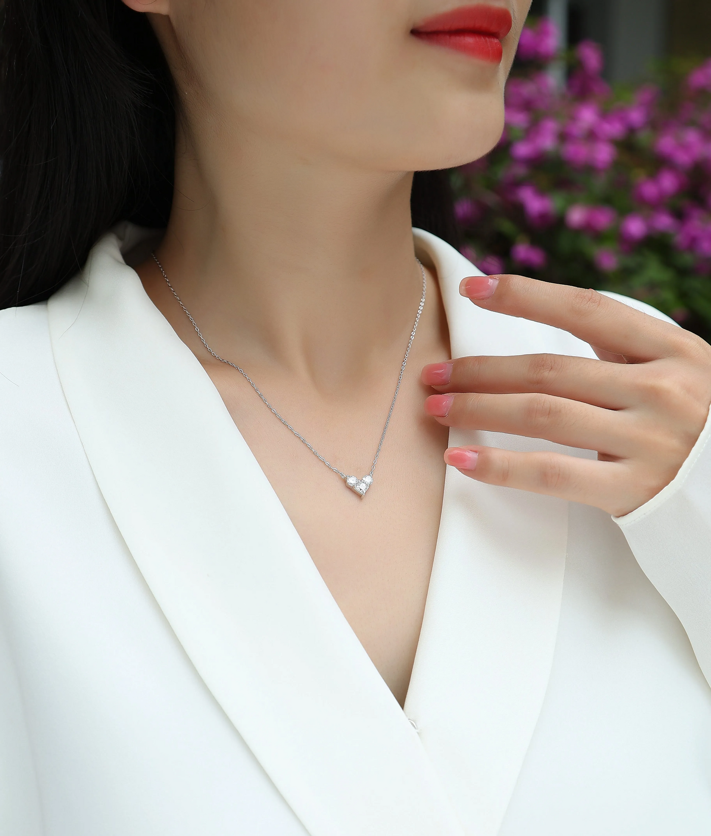 The Lumina Present Pendant – Square Moissanite Necklace in Platinum-Plated S925 Silver