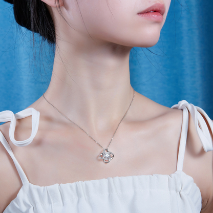 The Lumina Orbit Pendant – 1ct Round Moissanite Necklace in Platinum-Plated S925 Silver