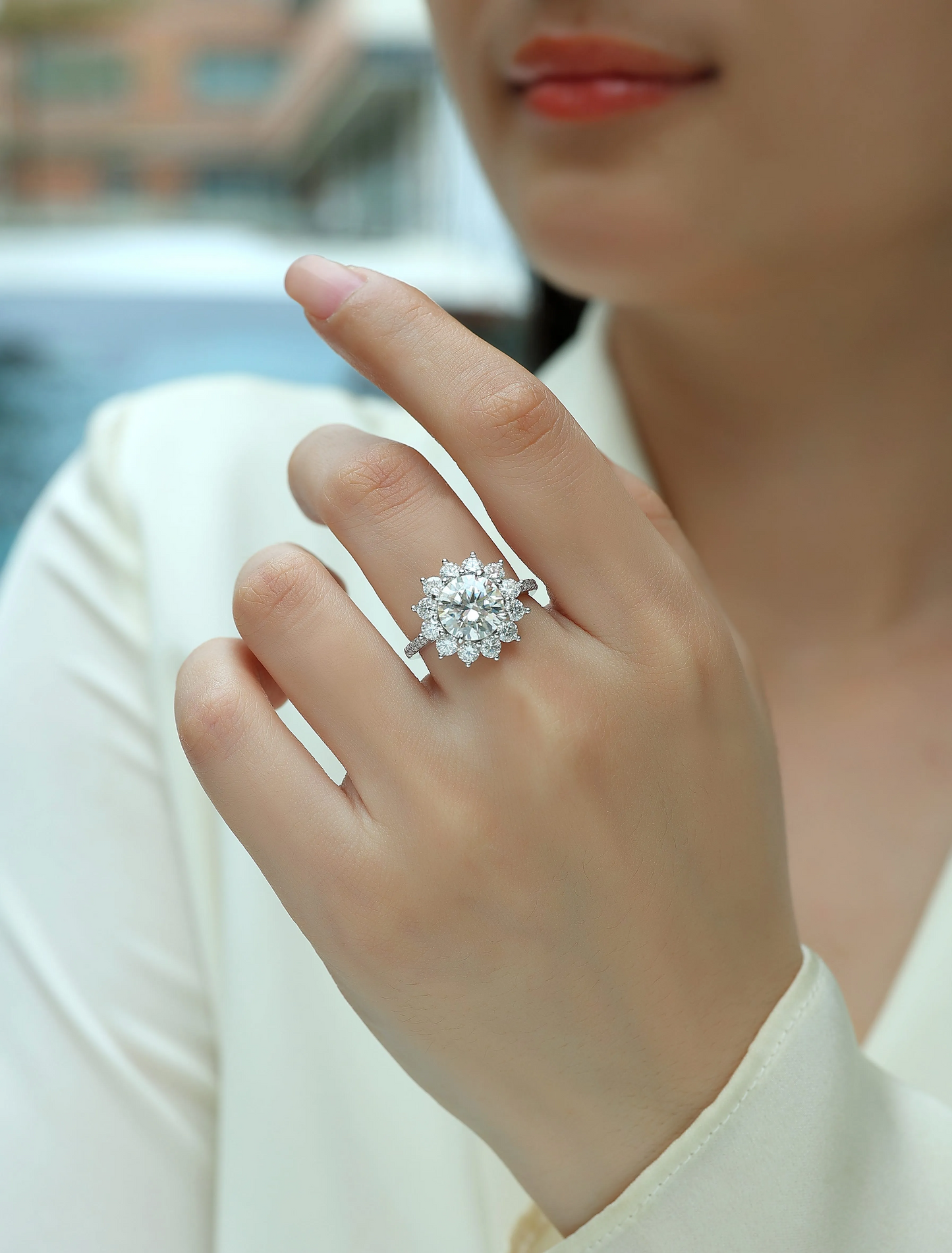 The Sunflower Eternal Ring – Luxury 3-Carat Moissanite Solitaire in Platinum-Plated S925 Silver