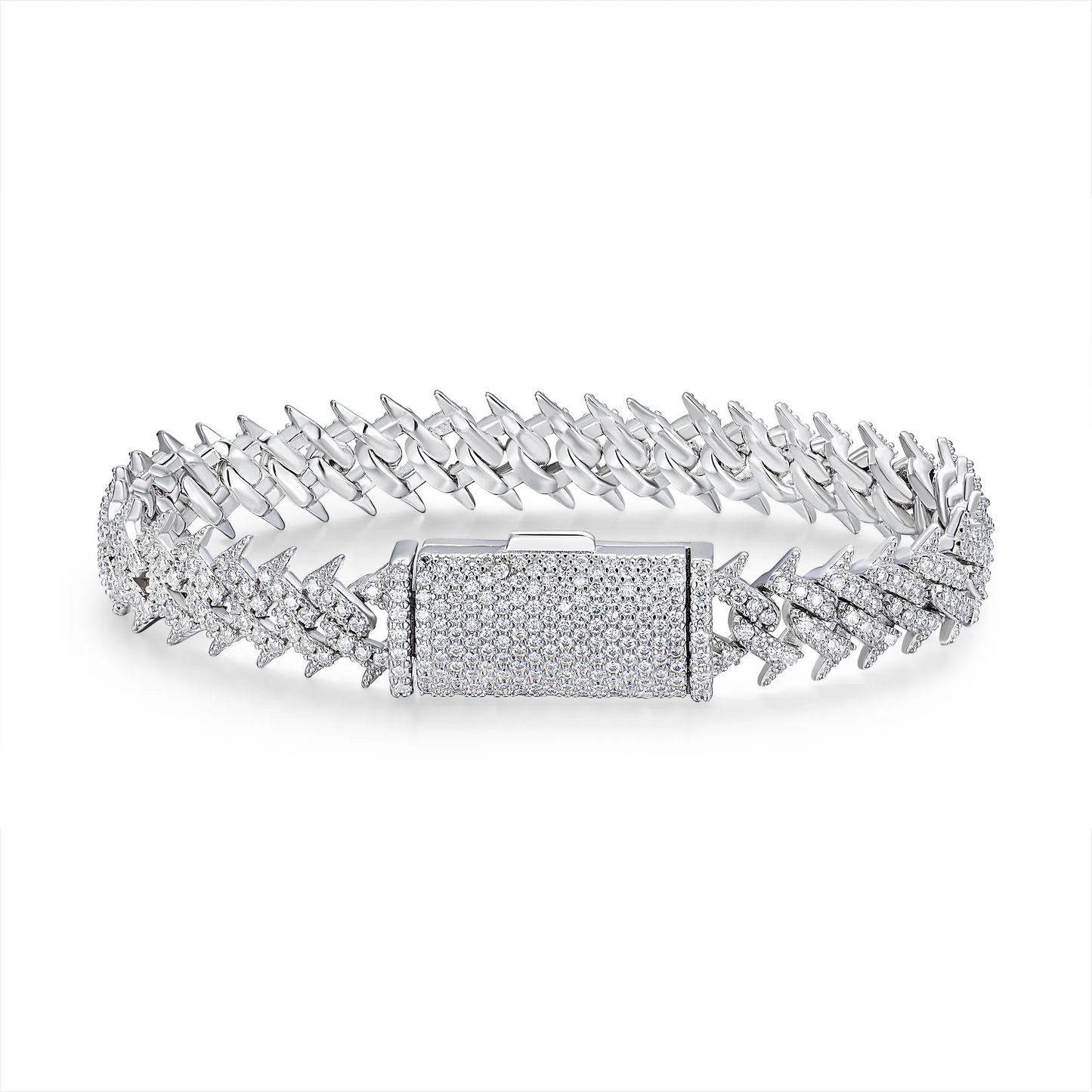 The Lumina Bold Minimalist Bracelet – Substantial Platinum-Plated S925 Silver with Moissanite Accent