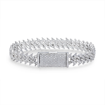 The Lumina Bold Minimalist Bracelet – Substantial Platinum-Plated S925 Silver with Moissanite Accent