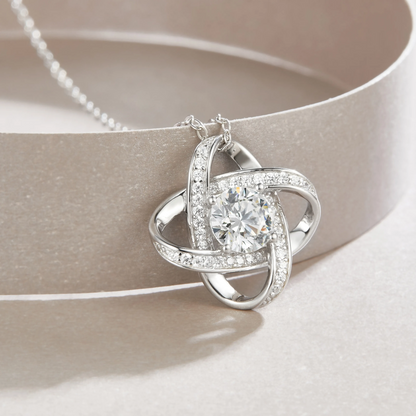 The Lumina Orbit Pendant – 1ct Round Moissanite Necklace in Platinum-Plated S925 Silver