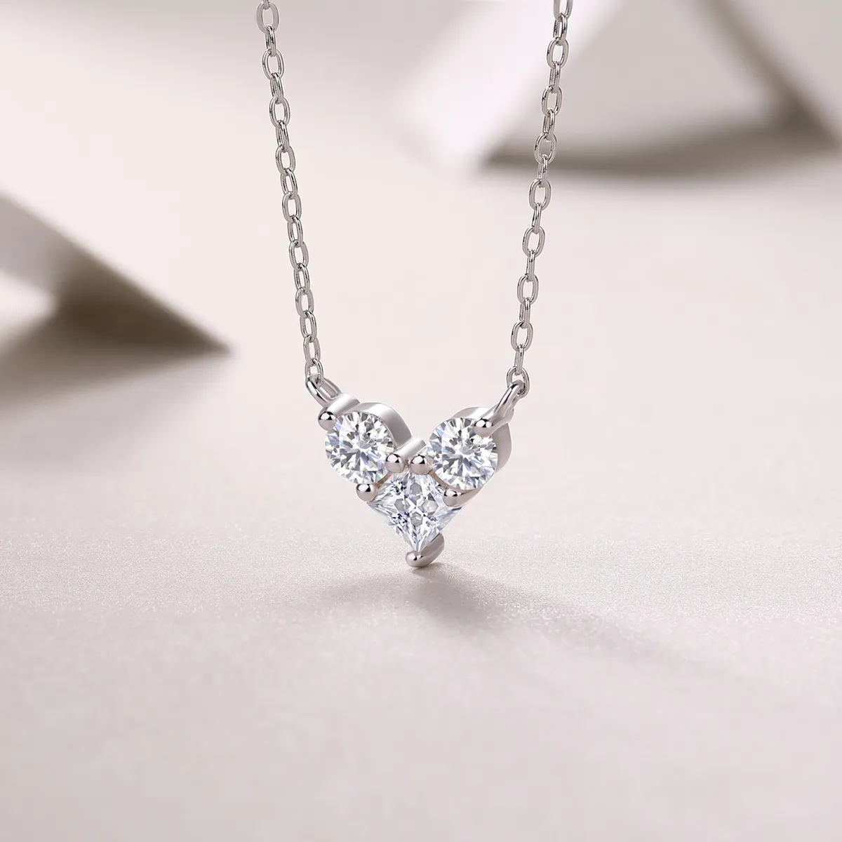 The Lumina Present Pendant – Square Moissanite Necklace in Platinum-Plated S925 Silver