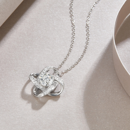 The Lumina Orbit Pendant – 1ct Round Moissanite Necklace in Platinum-Plated S925 Silver