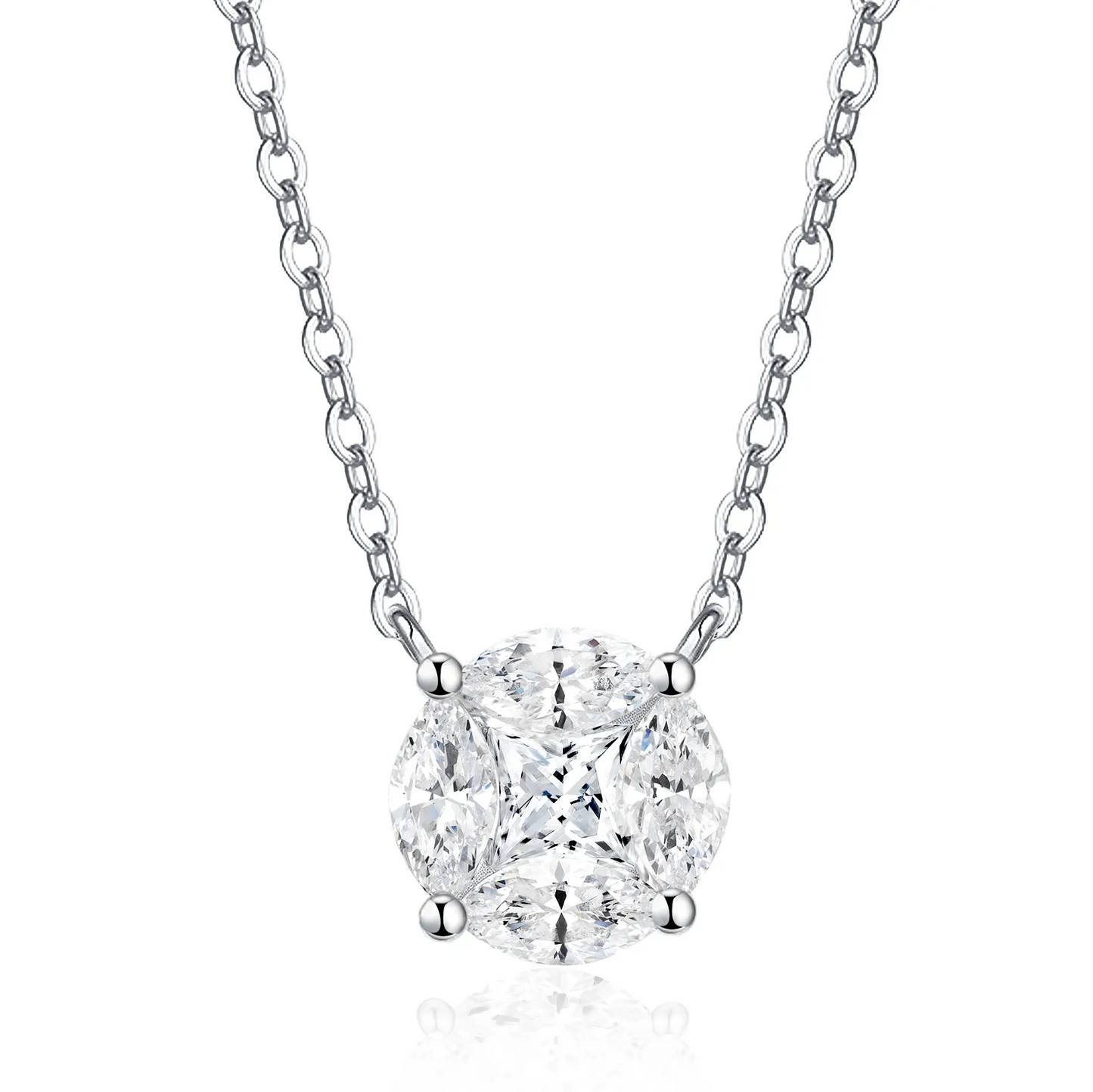 The Lumina Sphere Pendant – Elegant Circular Moissanite Necklace in Platinum-Plated S925 Silver