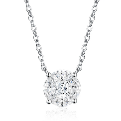 The Lumina Sphere Pendant – Elegant Circular Moissanite Necklace in Platinum-Plated S925 Silver