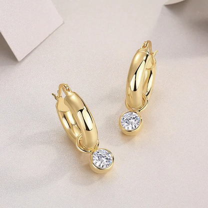 The Lumina Eclipse Studs – 1ct Top-Quality Moissanite Earrings in Gold-Plated S925 Silver