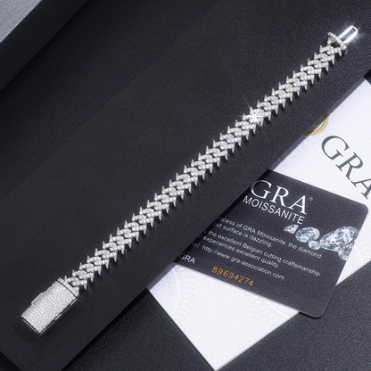 The Lumina Bold Minimalist Bracelet – Substantial Platinum-Plated S925 Silver with Moissanite Accent