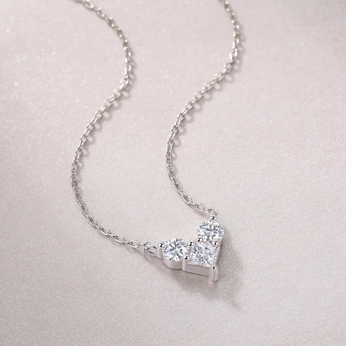The Lumina Present Pendant – Square Moissanite Necklace in Platinum-Plated S925 Silver