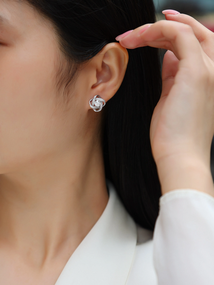 The Hope Beam Radiant Studs – Luxury 0.5-Carat Moissanite Earrings in Platinum-Plated S925 Silver