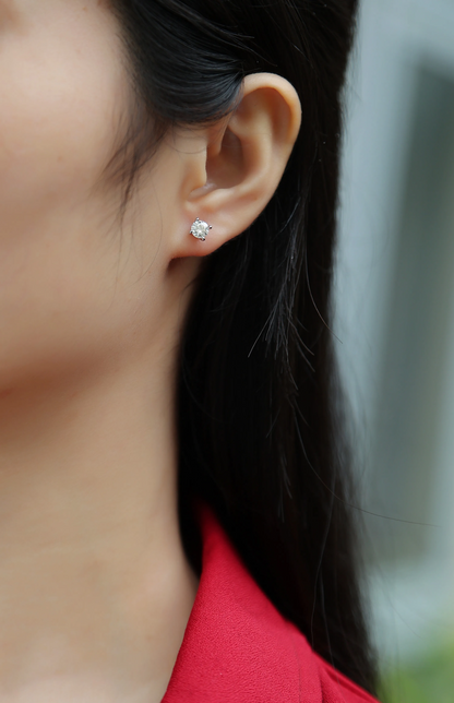 The Time Imprint Radiant Studs – Luxury 0.5-Carat Moissanite Earrings in Platinum-Plated S925 Silver