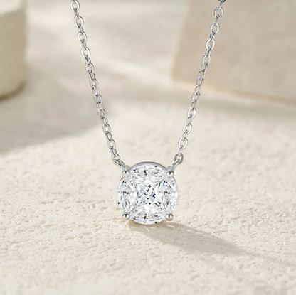 The Lumina Sphere Pendant – Elegant Circular Moissanite Necklace in Platinum-Plated S925 Silver