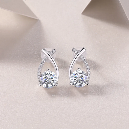 The Happy Encounter Radiant Studs – Luxury 1-Carat Moissanite Earrings in Platinum-Plated S925 Silver
