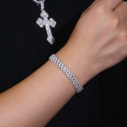 The Lumina Bold Minimalist Bracelet – Substantial Platinum-Plated S925 Silver with Moissanite Accent