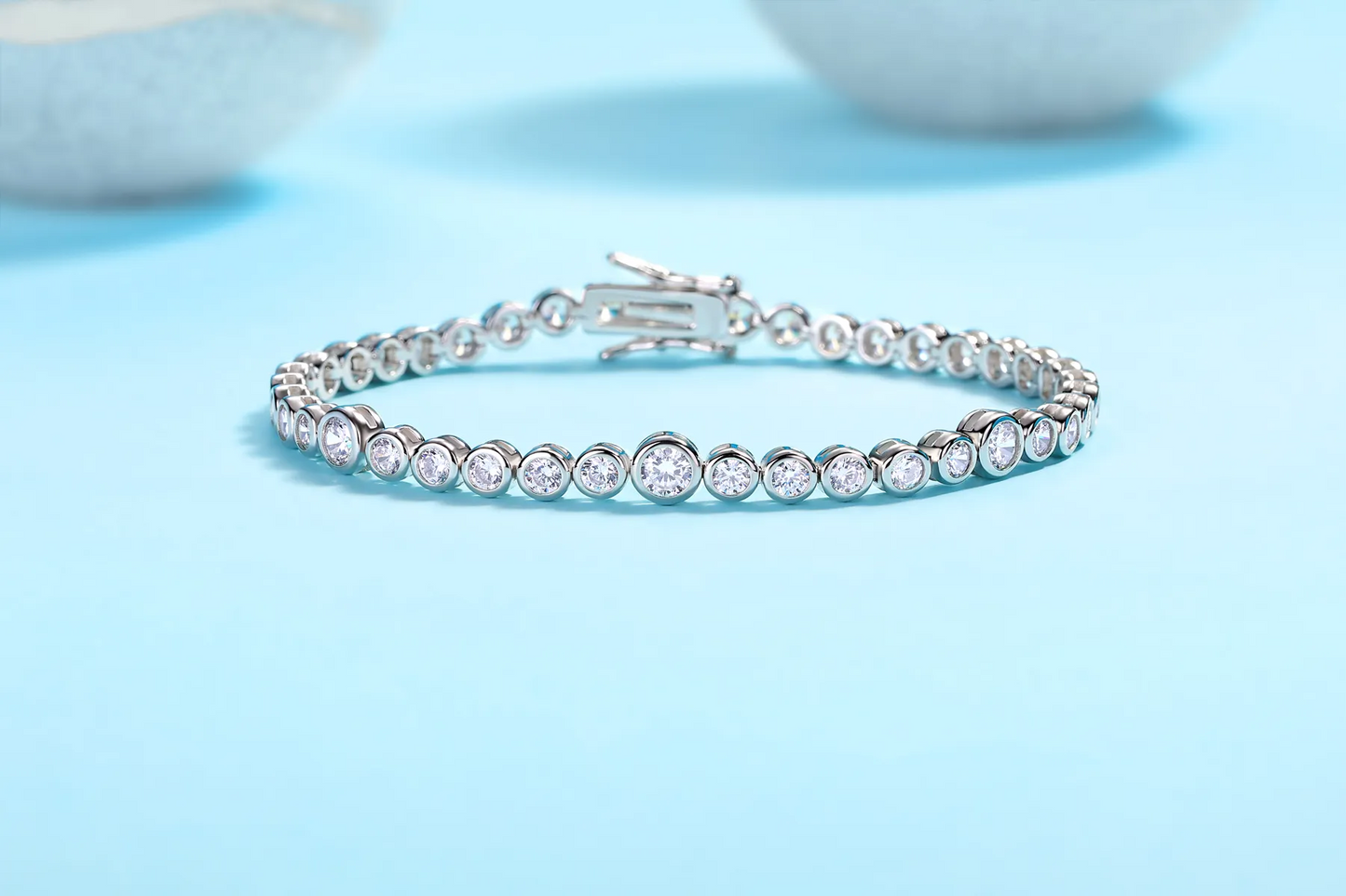 The Lumina Stellar Bracelet – Petite Moissanite Strand in Platinum-Plated S925 Silver