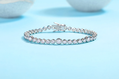 The Lumina Stellar Bracelet – Petite Moissanite Strand in Platinum-Plated S925 Silver