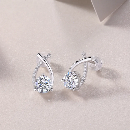 The Happy Encounter Radiant Studs – Luxury 1-Carat Moissanite Earrings in Platinum-Plated S925 Silver