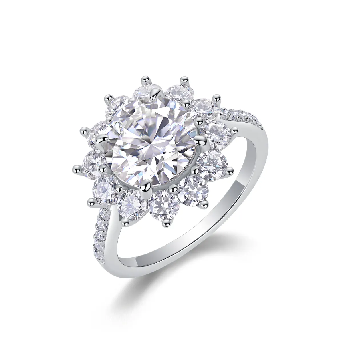 The Sunflower Eternal Ring – Luxury 3-Carat Moissanite Solitaire in Platinum-Plated S925 Silver