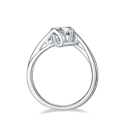 The Angel's Heart Eternal Ring – Luxury 1-Carat Moissanite Solitaire in Platinum-Plated S925 Silver