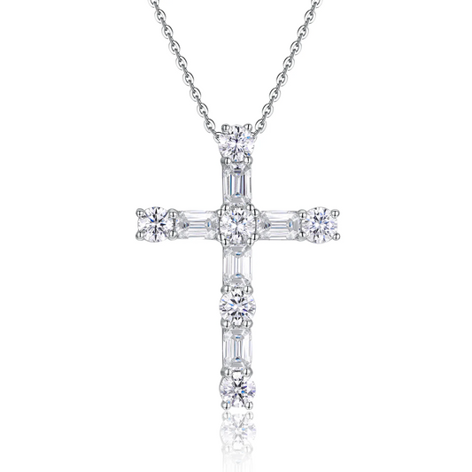 The Light Of Faith Pendant – Trendy Moissanite Necklace in Platinum-Plated S925 Silver
