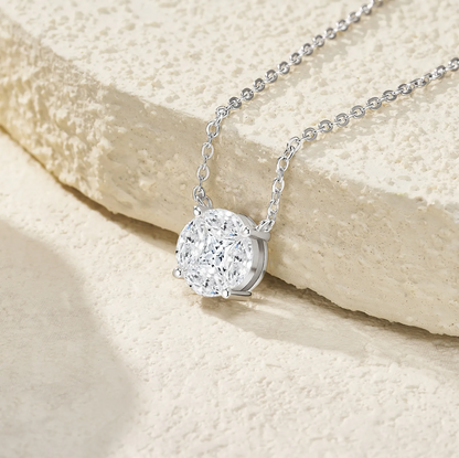 The Lumina Sphere Pendant – Elegant Circular Moissanite Necklace in Platinum-Plated S925 Silver