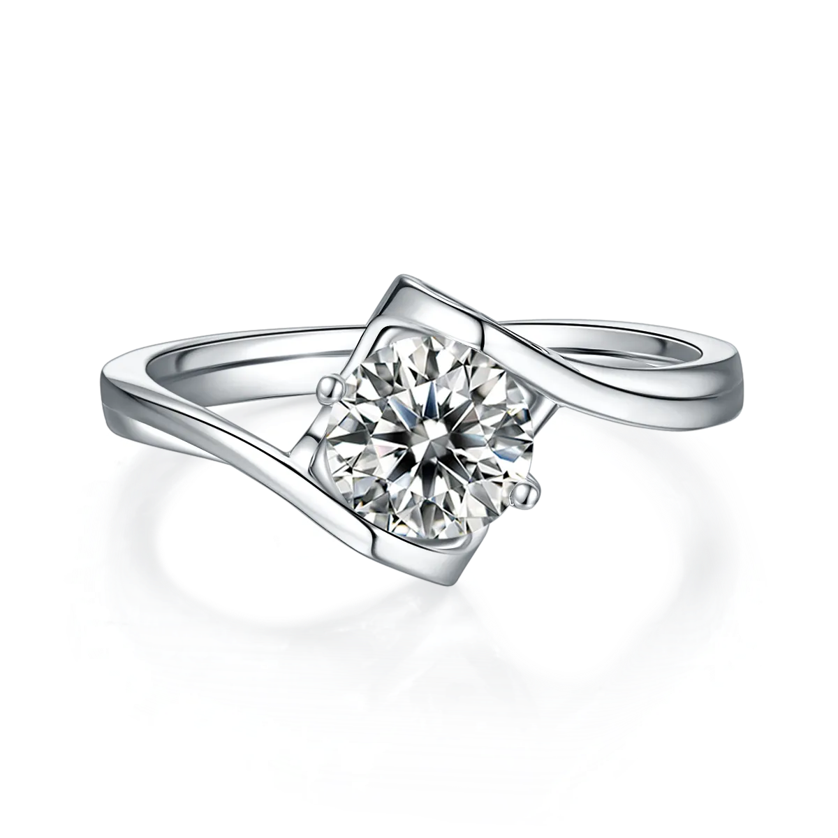 The Angel's Heart Eternal Ring – Luxury 1-Carat Moissanite Solitaire in Platinum-Plated S925 Silver