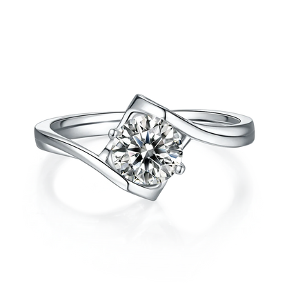 The Angel's Heart Eternal Ring – Luxury 1-Carat Moissanite Solitaire in Platinum-Plated S925 Silver