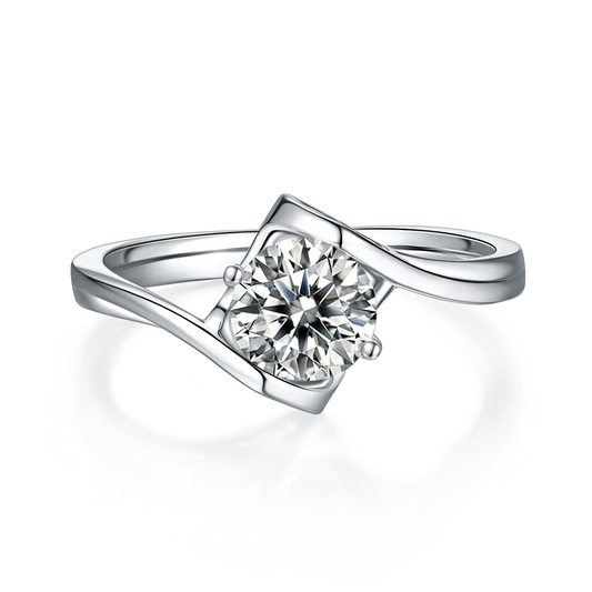 The Angel's Heart Eternal Ring – Luxury 1-Carat Moissanite Solitaire in Platinum-Plated S925 Silver