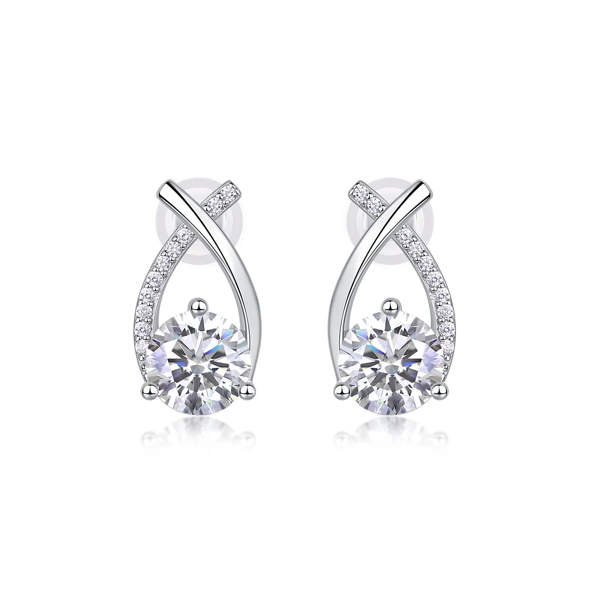 The Happy Encounter Radiant Studs – Luxury 1-Carat Moissanite Earrings in Platinum-Plated S925 Silver