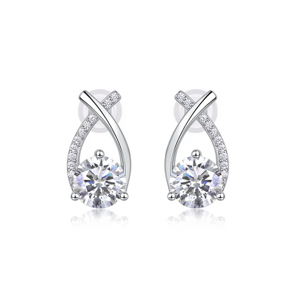 The Happy Encounter Radiant Studs – Luxury 1-Carat Moissanite Earrings in Platinum-Plated S925 Silver