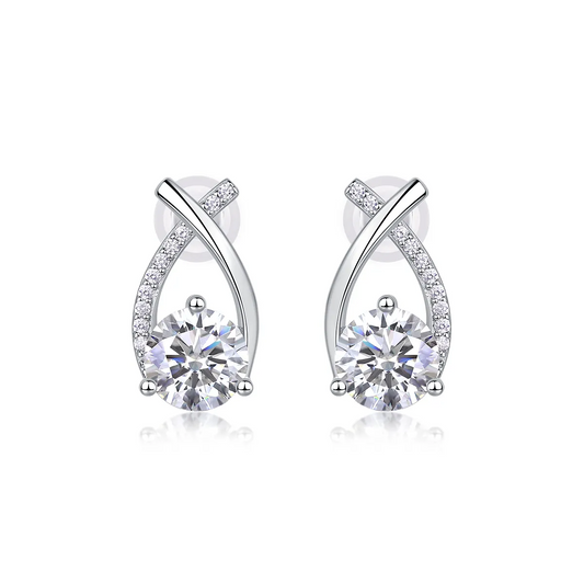 The Happy Encounter Radiant Studs – Luxury 1-Carat Moissanite Earrings in Platinum-Plated S925 Silver