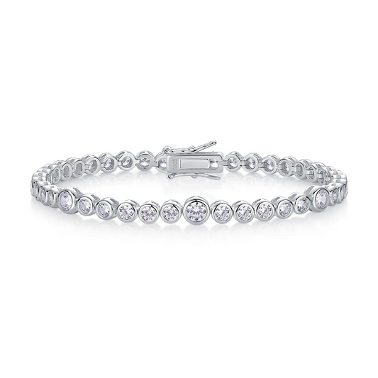 The Lumina Stellar Bracelet – Petite Moissanite Strand in Platinum-Plated S925 Silver