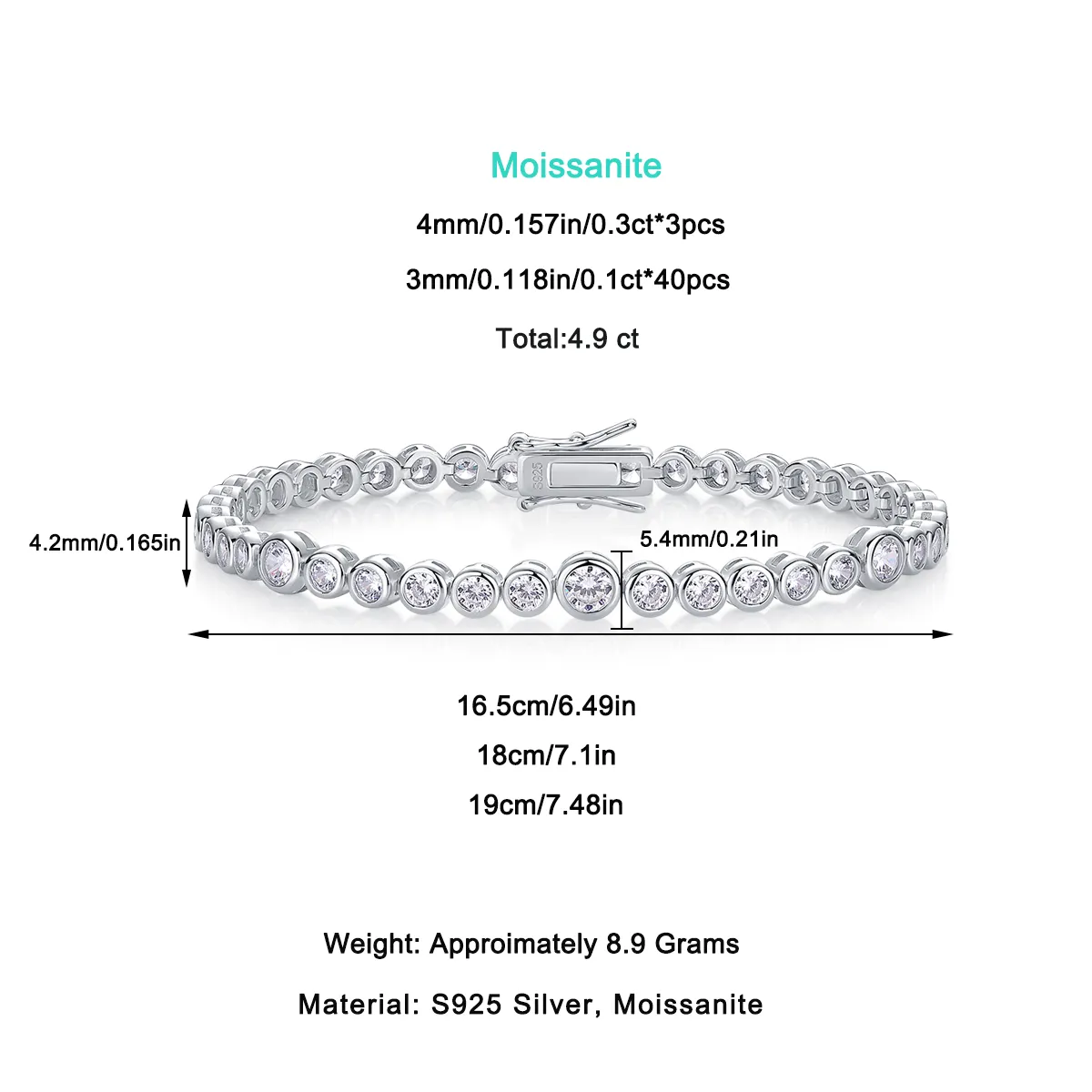 The Lumina Stellar Bracelet – Petite Moissanite Strand in Platinum-Plated S925 Silver