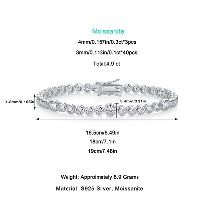 The Lumina Stellar Bracelet – Petite Moissanite Strand in Platinum-Plated S925 Silver