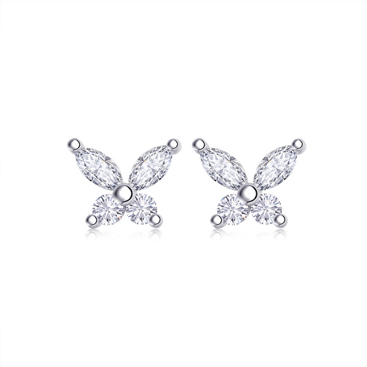 The Lumina Pixie Studs – Delicate Moissanite Earrings in Platinum-Plated S925 Silver