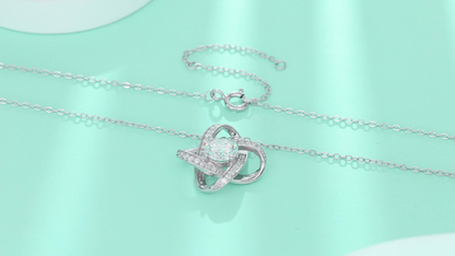 The Lumina Orbit Pendant – 1ct Round Moissanite Necklace in Platinum-Plated S925 Silver